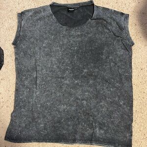 Mono B oversized tee shirt black acid wash cap sleeve sz M